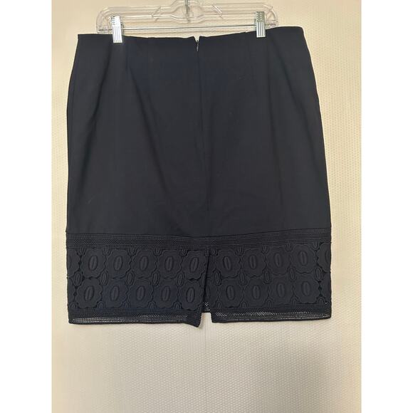Talbots Navy Blue Pencil Skirt Lace Hem Knee Length Size 16 Petite - Picture 7 of 10